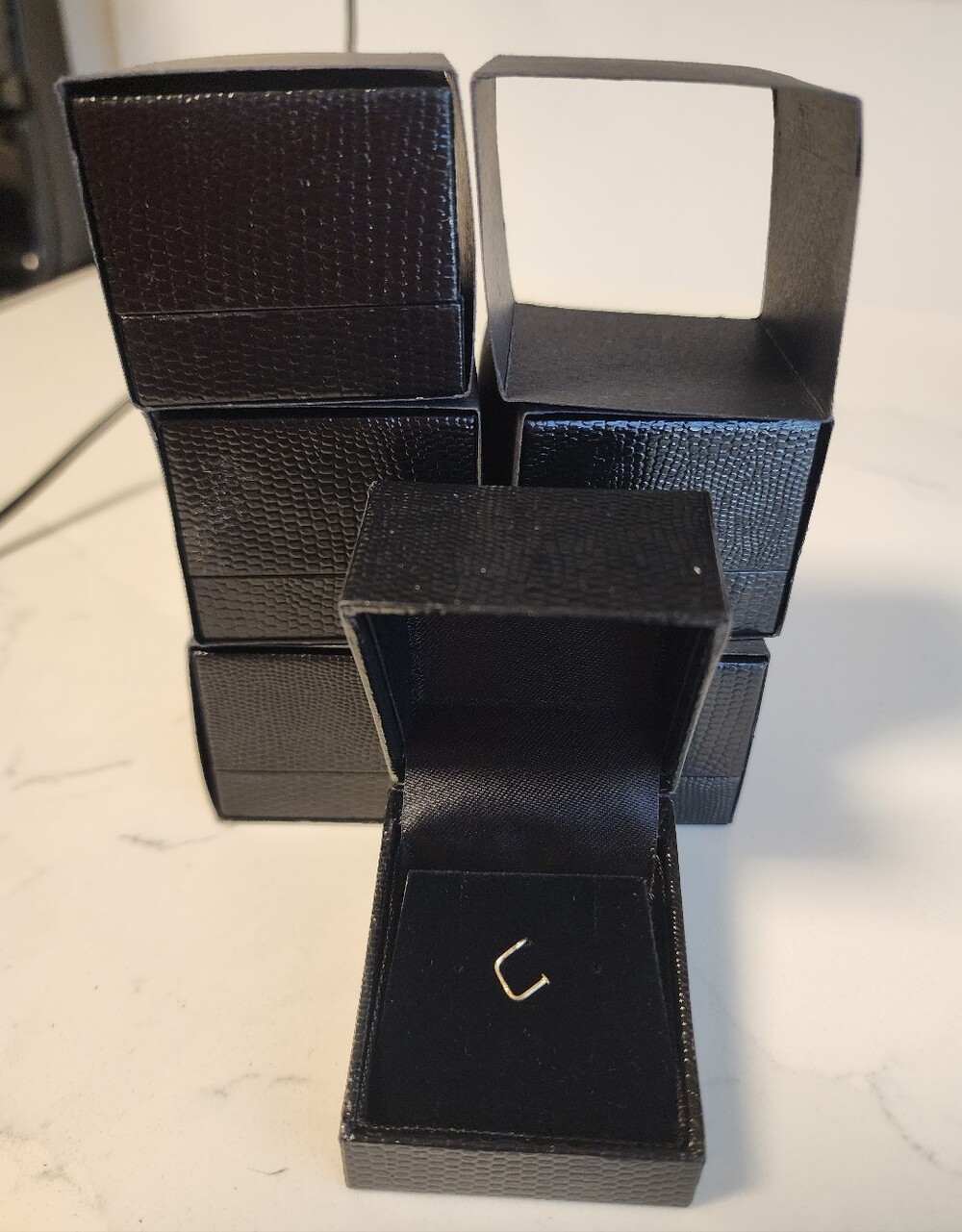 6 Black Crocodile Leather Effect Pendent/Earring Jewelry boxes. Brand New.